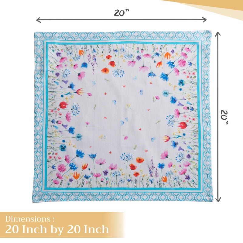 Maison d' Hermine Cloth Napkins Set of 4 100% Cotton Everyday Reusable Square Napkins Cloth Washable, Dinner, Party, Wedding, Restaurant, Spring/Summer (Flower in The Field, 20" x 20") - Image 4